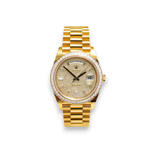 ROLEX Factory Day Date Gold Baguette Bezel